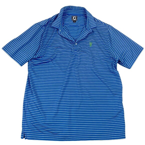 FootJoy Other - Footjoy Men's Polo Shirt XL Athletic Fit Blue & White Striped Polyester Blend